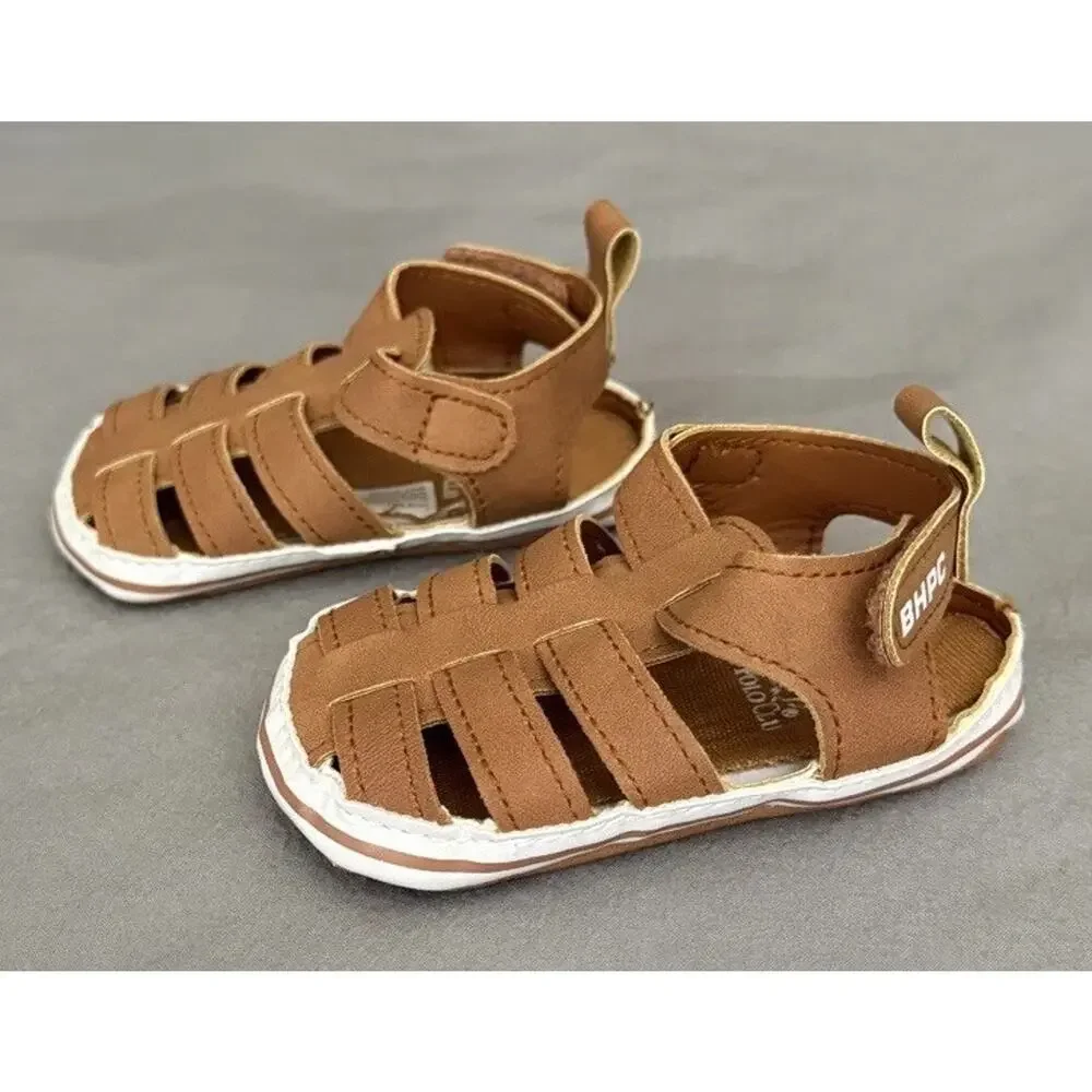 Beverly Hills Polo Club Baby Infant Toddler Boys Brown Sandals, Hook & Loop sz 3